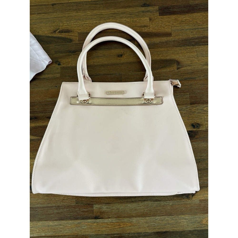 Juicy Couture Light pink Satchel Handbag Tote Bag Rose gold Trim & Zipper Lined - Picture 2 of 16